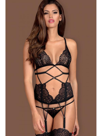 Комплект Obsessive Mixty corset Черный