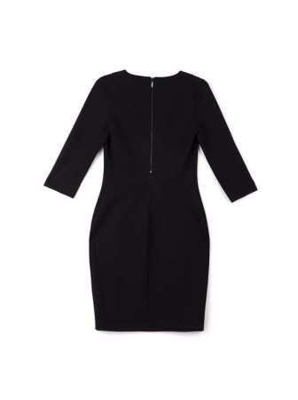 Моделирующее платье с фигурной вставкой &quot;кожа&quot; и металлической молнией на спине 825 || Плаття жін. CE LPL 825, р.170-96-102, Nero