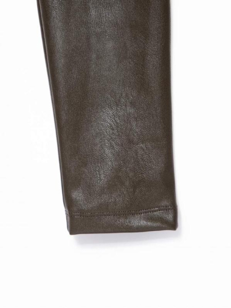 Моделирующие термолеггинсы с высокой посадкой из искусственной кожи BELLA CONTE, р.170-94, deep khaki