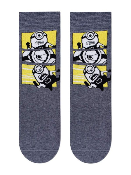 НОСКИ МУЖСКИЕ 2137 MINIONS (средней длины), р.27, 297 Т.СЕРЫЙ МЕЛАНЖ