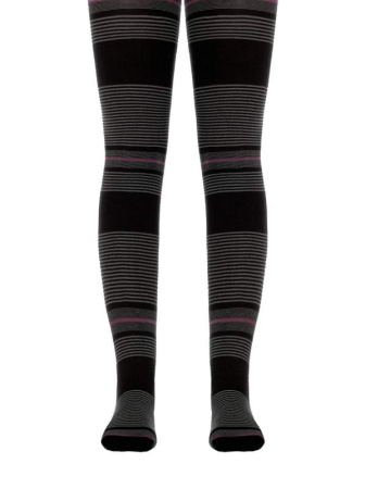 Колготки из микрофибры в разноцветную полоску MARIT, р.146-152, Nero