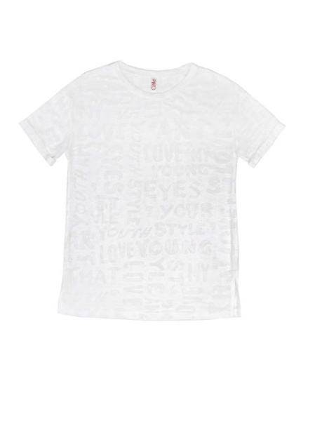 Футболка с разрезами по бокам и рисунком буквы LD 730