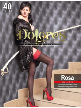 Чулки женские DOLORES Rosa 40, 3/4, rosso/nero(красный/чёрный)