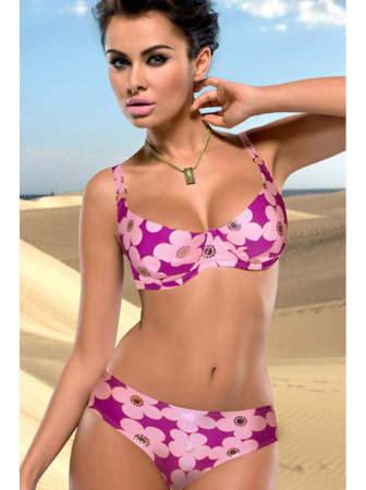 Комплект Ewa Bien Bahama - верх от купальника - Бюст push up  и плавки - Полные трусики Розово-сиреневый