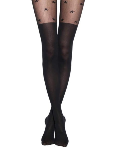 Колготки c имитацией гольфинов и рисунком "звезды" STARLIGHT Lycra, р.2, Nero Колготки c имитацией гольфинов и рисунком "звезды" STARLIGHT Lycra, р.2, Nero