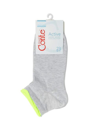Носки жен. хлопковые Conte ACTIVE (декор. резинка) 12С-32СП, р.23, 035 светло-серый || Шкарпетки жін. бавовняні ACTIVE (декор. резинка) 12С-32СП, р.25, 035 сірий