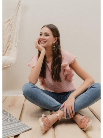 Ультрамодная шелковистая блузка с воланами LBL 908