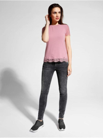 Фактурный топ из вискозы премиального качества с кружевом LD 1033 || Джемпер жін. CE LD 1033, р.170-88, deep dusty rose