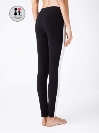 Моделирующие леггинсы с высокой посадкой и лампасами URBAN CHIC, р.164-94, nero-silver || Моделюючі легінси з високою посадкою і лампасами URBAN CHIC, р. 170-98, nero-silver