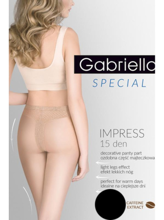 Колготки Gabriella Impress 15 den с ажурными трусиками Черный