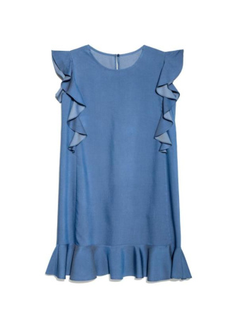 Джинсовое платье А-силуэта с воланами LPL 905 || Плаття жін. CE LPL 905, р.170-92-98, light denim