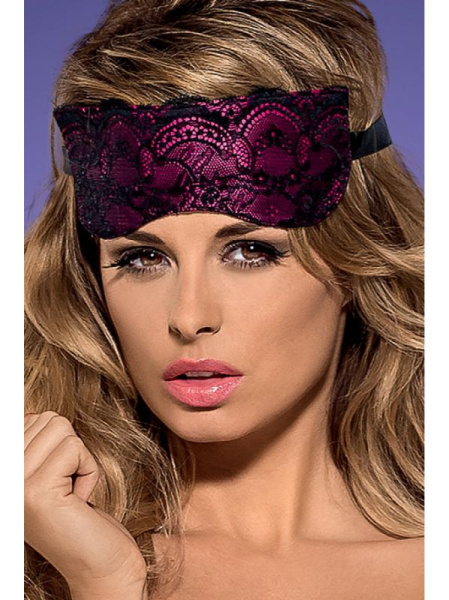 Повязка на глаза Obsessive Roseberry Фуксия-черный