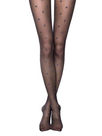 Колготки в горошек с люрексом BRILLIANT Lycra, р.4, Nero