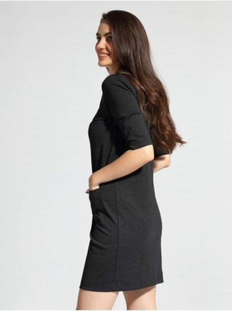 Платье с металлической молнией и воротником LPL 1056 || Плаття жін. CE LPL 1056, р.164-88-94, black melange