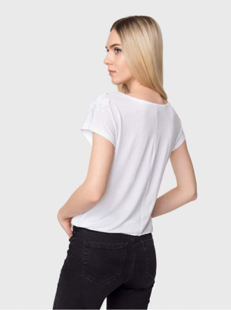 Футболка с аппликацией из кружева LD 711 || ВТЖ Джемпер жін. CE LD 711, р.170-100, білий