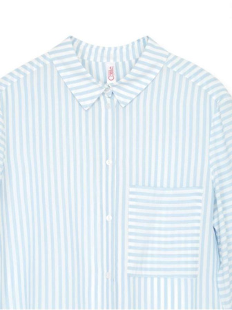 Рубашка в полоску из вискозы премиального качества LBL 1096 || Блуза жін. CE LBL 1096, р.170-96-102, white-light blue