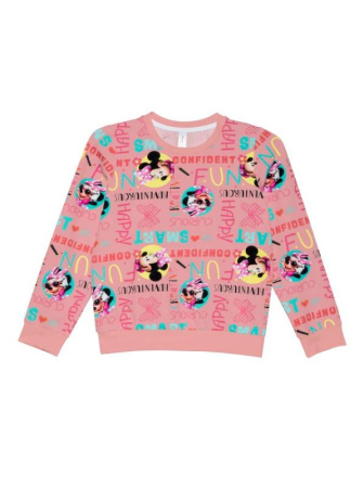 Хлопковый свитшот с ярким принтом и надписями Disney 968 || Джемпер дів. CE DISNEY DD 968, р.98,104-52, pink fun