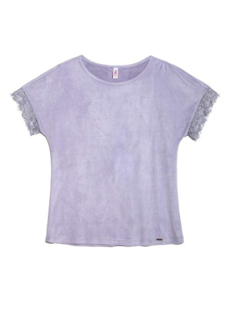Топ с эффектом замши и деликатным кружевом LD 917 || Джемпер жін. CE LD 917, р.170-96, lavender frost