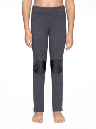 Джеггинсы с фактурными кожаными вставками MIRRA, р.128, 134-68