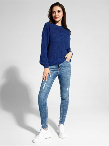 Стильный джемпер из объемной пряжи со шнуровкой на спине LDK 073