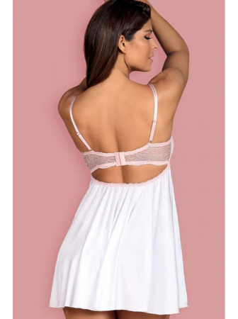 Комплект Obsessive Girlly babydoll Бело-розовый