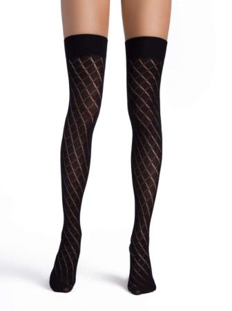 Хлопковые ажурные чулки BIS, р.23-25, Nero