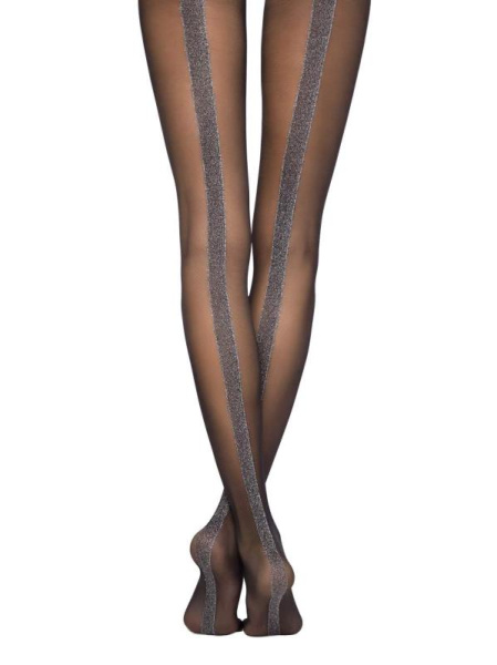 Колготки с широкой полосой из люрекса GLOSS Lycra, р.4, Nero Колготки с широкой полосой из люрекса GLOSS Lycra, р.4, Nero