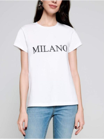 Белая футболка из мягкого хлопка с вышивкой  &quot;Milano&quot; LD 1128