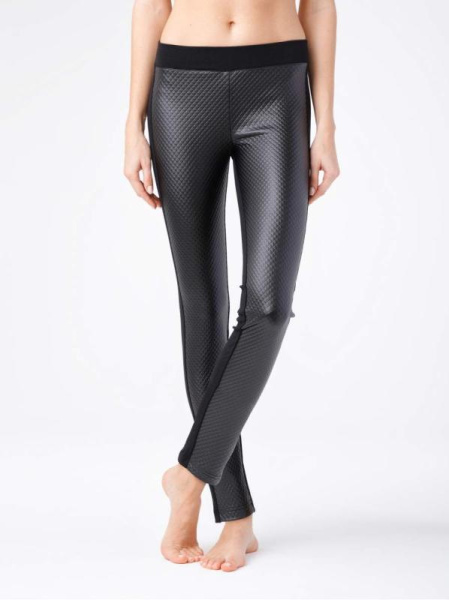 Леггинсы с эффектом &quot;фактурной кожи&quot; BRILLY, р.170-98, Nero