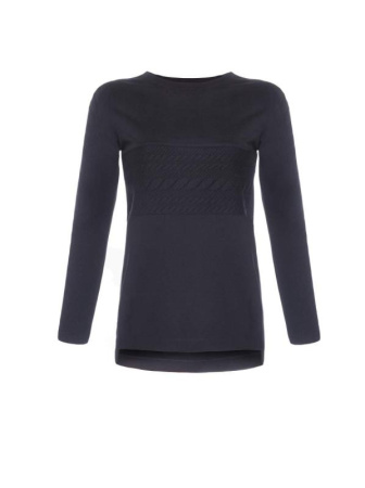 Джемпер с удлиненной спинкой и декоративными вставками LD 617