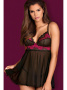 Комплект Obsessive Tulia babydoll  Черно-малиновый