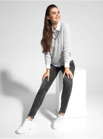 &quot;Oversize&quot; пуловер из итальянской пряжи с кашемиром LDK 066 || Джемпер жін. CE LDK066 18С-218СП, р.170-96, moon grey