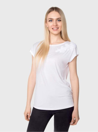 Футболка с аппликацией из кружева LD 711