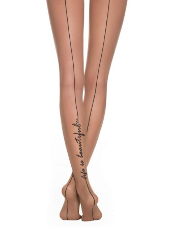 Колготки с имитацией шва и тату-рисунком BEAUTY, р.4, Bronz