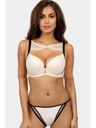 Комплект Ewa Bien Blanche - бюстгальтер push up B214 и бразилианки C500 Экри-черный Комплект Ewa Bien Blanche - бюстгальтер push up B214 и бразилианки C500 Экри-черный