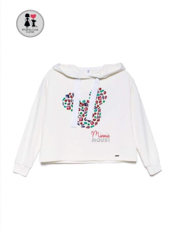 Оversize-худи с ярким рисунком из разноцветных камней Disney DD 971 || Джемпер дів. CE DISNEY DD 971, р.146,152-76, ice-cream white