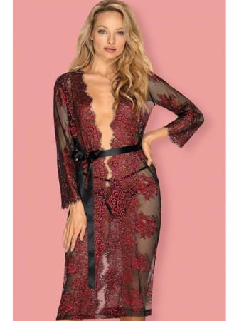 Пеньюар Obsessive Redessia peignoir Черно-красный