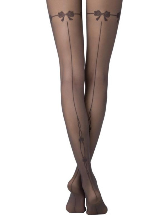 Колготки с имитацией шва сзади и рисунком &quot;бантики&quot; MISTERY Lycra, р.4, Grafit