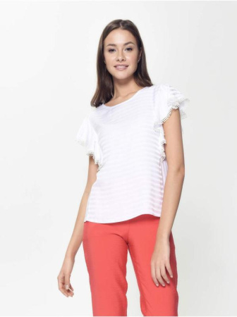 Ультрамодная шелковистая блузка с воланами LBL 908 || Блуза жін. CE LBL 908, р.170-84-90, white Ультрамодная шелковистая блузка с воланами LBL 908 || Блуза жін. CE LBL 908, р.170-84-90, white