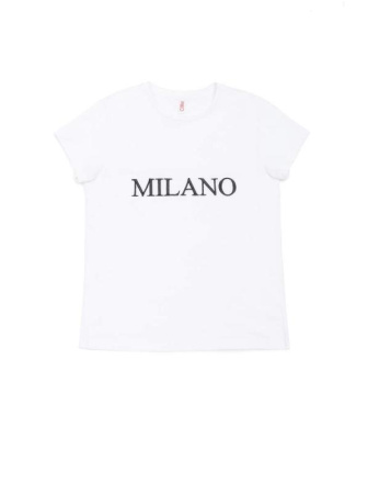 Белая футболка из мягкого хлопка с вышивкой  &quot;Milano&quot; LD 1128 || Джемпер жін. CE LD 1128, р.170-84, white
