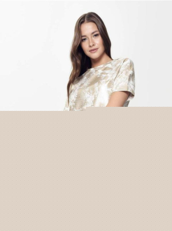 Платье А-силуэта с металлическим принтом LPL 901 || Плаття жін. CE LPL 901, р.170-92-98, off-white gold