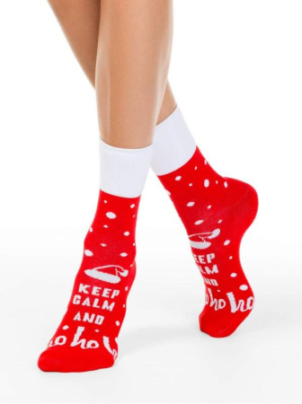 Носки жен. хлопковые Conte NEW YEAR 20С-61СП, р.23-25, 519 красный || Шкарпетки жін. бавовняні CE NEW YEAR 20С-34СП, р.23-25, 521 темно-синій