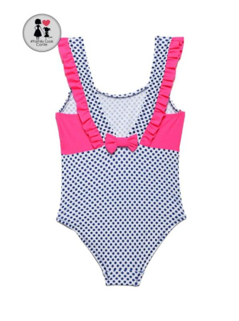 Слитный купальник в мелкий горошек FUN BUBBLE || Купальник дів. CE FUN BUBBLE, р.122,128-60, white-blue