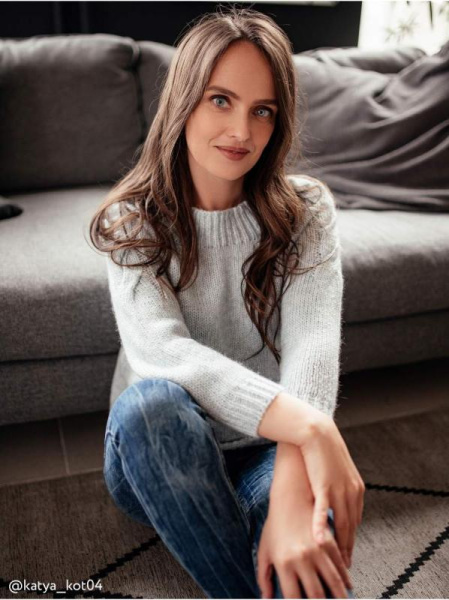 Вязаный джемпер с косами из объемной пряжи с шерстью и мохером LDK 077