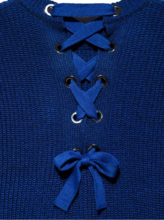 Стильный джемпер из объемной пряжи со шнуровкой на спине LDK 073 || Джемпер жін. CE LDK073 18С-225СП, р.170-92, grape wine