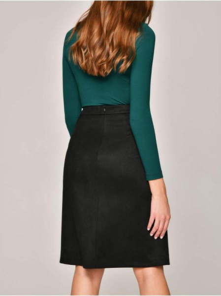 Юбка А-силуэта OFFIConte CHIC с эффектом замши и накладными карманами