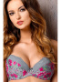 Бюстгальтер push up Kinga Happiness PU-551 Серо-малиновый