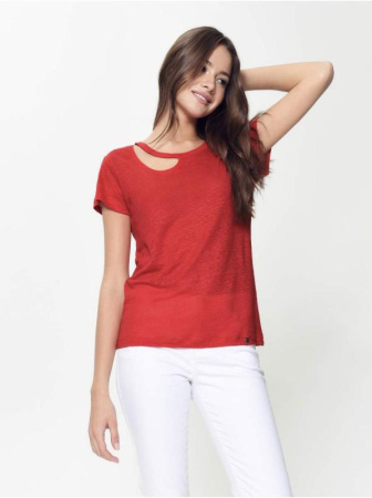 Льняная футболка с вырезом &quot;капелька&quot; LD 919