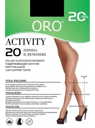 Колготки ORO Activity 20 den с уплотненными шортиками и профилактическим массажем Черный