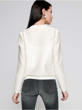 Белый фактурный бомбер на молнии LJ 1132 || Жакет жін. CE LJ 1132, р.170-100-106, off-white